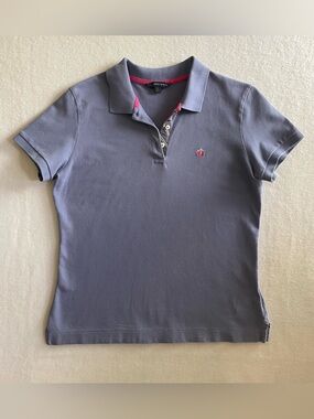 Brooks Brothers Women’s Short Sleeve Polo Shirt in Violet Blue w Plaid details L